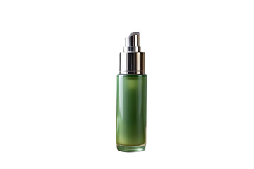 Naklejka premium Cosmetic bottle with stones on green and beige background close up copy space