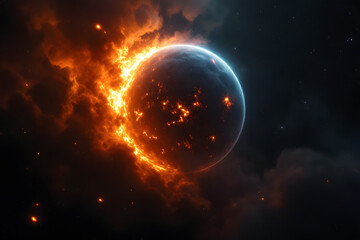 Fototapeta premium Inferno Planet Burning World Destruction Apocalypse Earth Doomsday