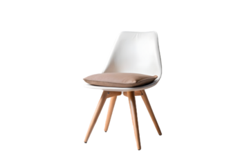 1866 white chair with beige cushion isolated on a transparent background