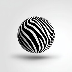 Zebra-striped sphere on a light background