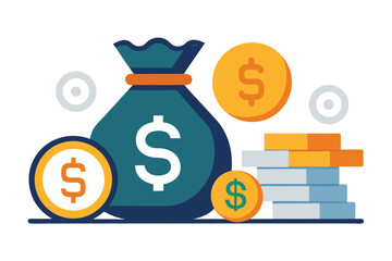 Vector illustration of a set of 3D gold dollar and euro currency symbols 