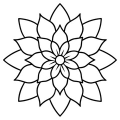 Floral Garden Mandala Line Art