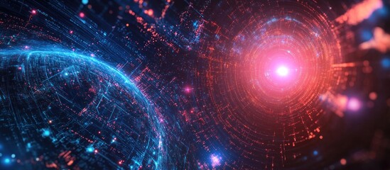 Abstract Digital Network with Earth and Light Source