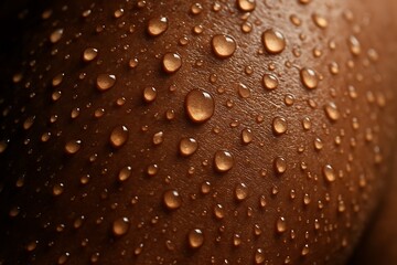 Macro close-up of sweat drops on athlete’s skin, high detail texture, perfect for fitness, sports, training, workout, and athletic performance design concepts