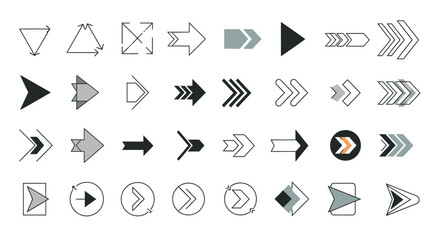 Dynamic arrow collection showcasing modern design and directional movement for various projects