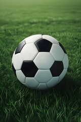 AI Generative. Classic Soccer Ball on Green Grass Field. 5