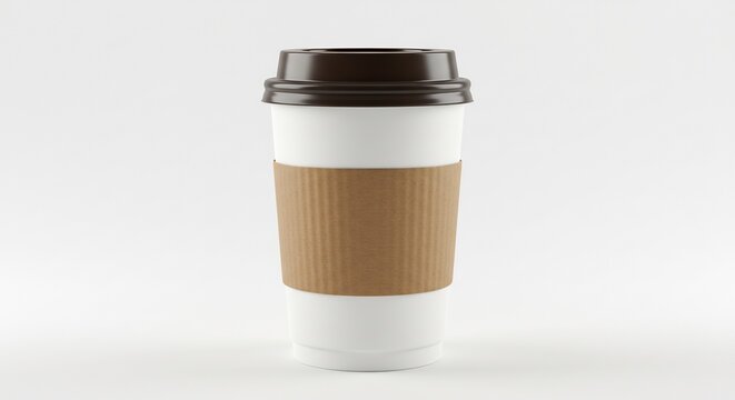 Gobelet cafe blanc brun lumineux studio isol�e. AI Generated