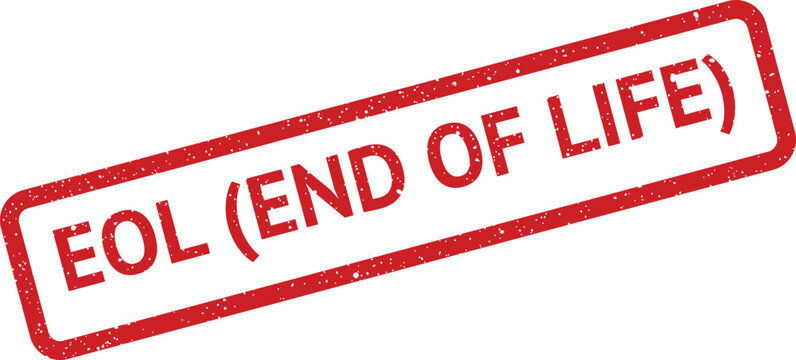 Distressed EOL (End of Life) rectangular stamp design for obsolescence messaging