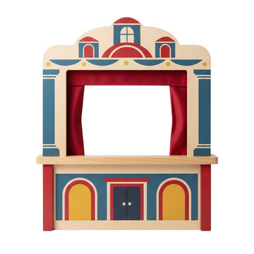 Classic wooden puppet show theater stage