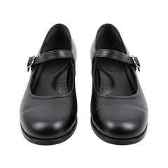 Pair of black leather mary jane shoes