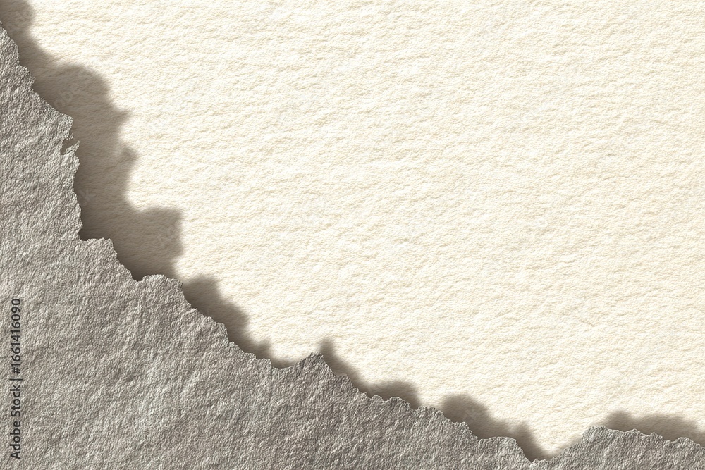 Poster textured paper with a rough edge and a smooth pastel background under soft lighting