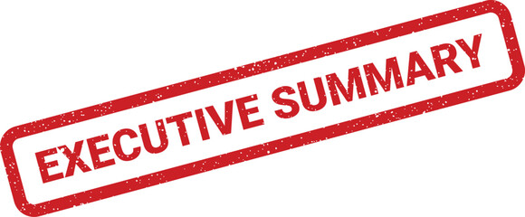 Distressed executive summary rectangular rubber stamp angled for reports and business documents