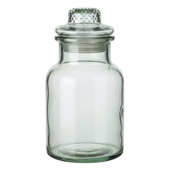 Empty vintage glass apothecary jar with stopper