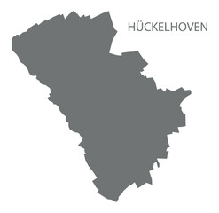 Hueckelhoven city map with boroughs grey illustration silhouette shape