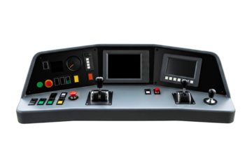 Modern subway driver control console for a simulator isolated on a transparent background