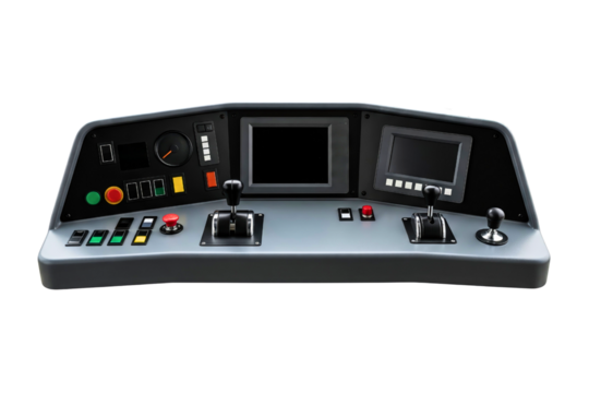 Modern subway driver control console for a simulator isolated on a transparent background