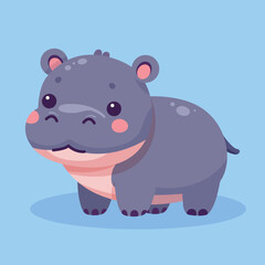 Cute vector hippo cartoon illustration