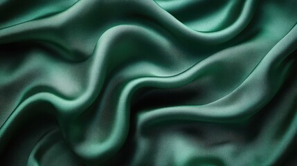 Obraz premium Emerald Green Silk Fabric Draped in Soft Waves