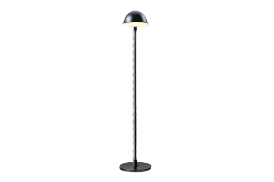 Black floor lamp isolated on transparent background suitable for interior design, home decor, and creative design projects.