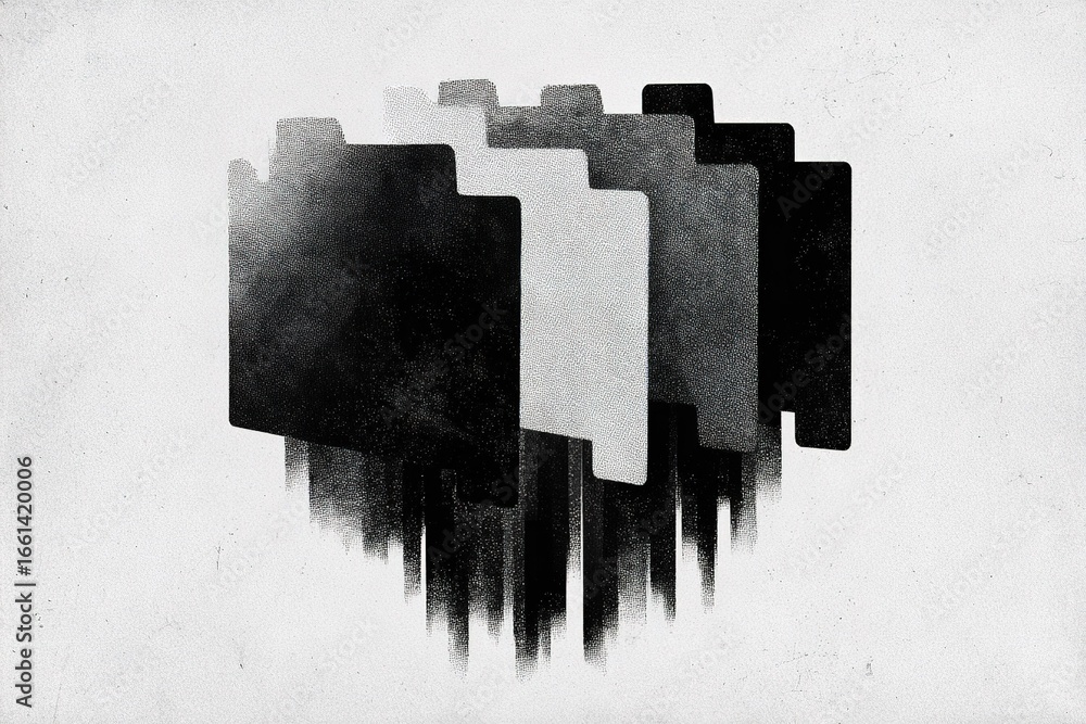 Poster abstract representation of digital folders with a gradient effect on a textured background