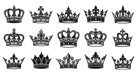 Elegant collection of majestic royal crowns for heraldry designs, royalty, and victory themes in your projects © Muflif