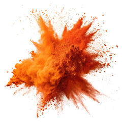 Bright orange holi paint color powder festival explosion burst isolated on white background png holi festival color burst png vibrant orange powder explosion png vivid color splash png festive