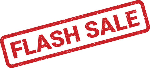 Distressed flash sale stamp effect with textured red rectangular border for urgent promotion