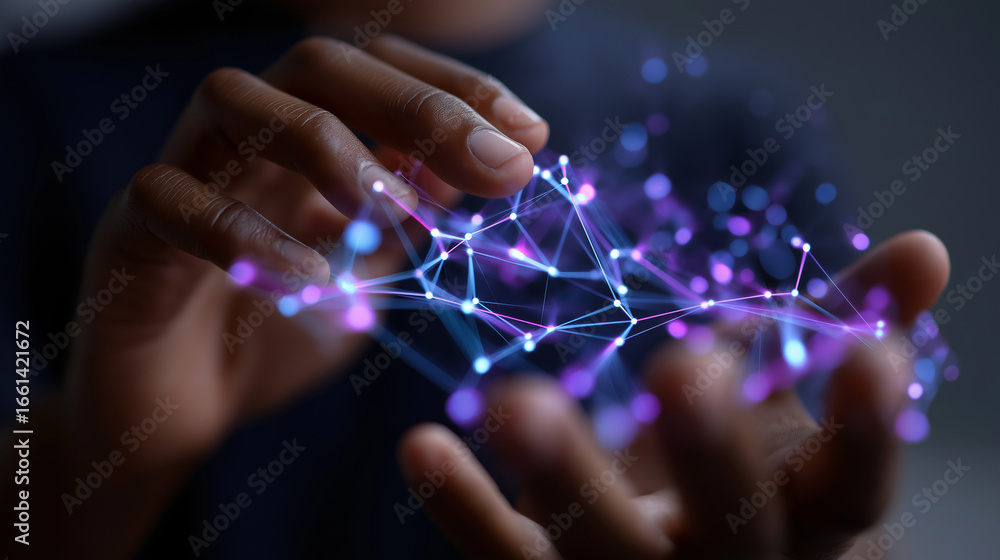 Poster designing a neural network architecture on a holographic interface