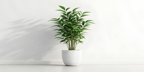 Fototapeta premium Green plant isolated on white with realistic 3D render textures and soft natural photorealistic shadow