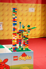 Naklejka premium Colorful lego duplo structure for creative play