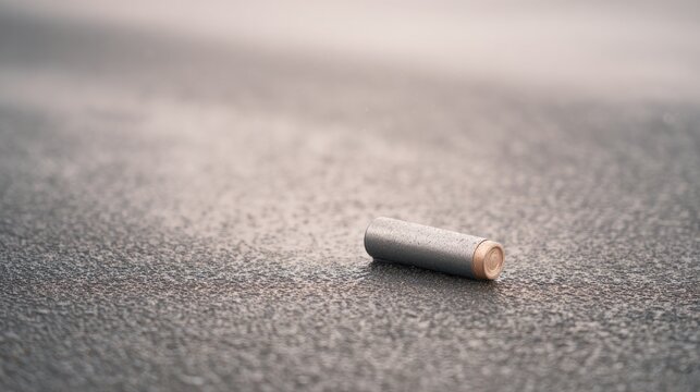 Discarded silver iodide canister on asphalt surface in abstract composition for environmental awareness