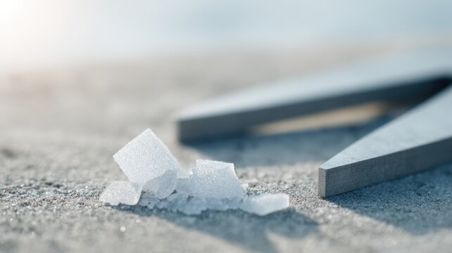 Hygroscopic salt pellets close up on surface for industrial and scientific applications