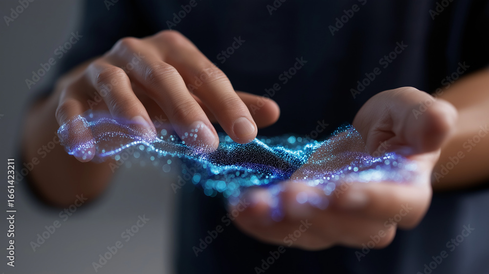 Poster generative ai creating content on a holographic interface