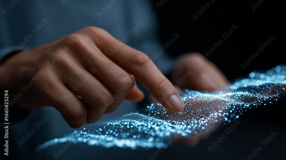 Poster generative ai creating content on a holographic interface