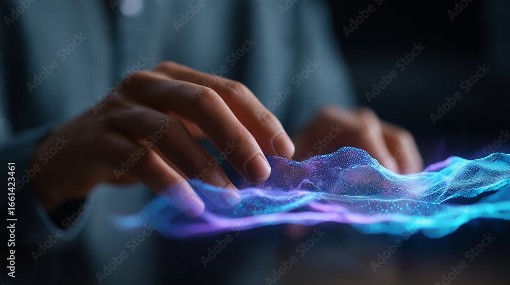 Poster generative ai creating dynamic content on holographic interface