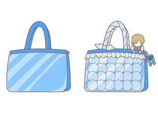 痛バ（痛バッグ）装飾前後のイラスト　青