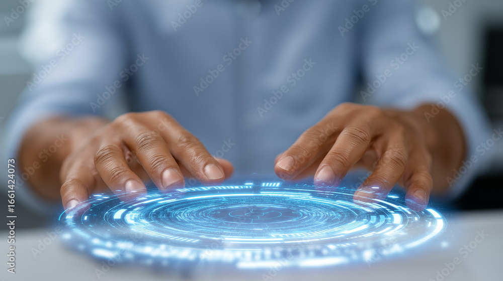 Poster ai governance framework with holographic dashboard management