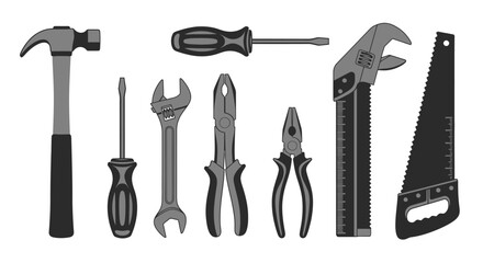 Essential hand tools arranged neatly for home repair projects and DIY enthusiasts, ready for any challenge