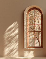 Autumn Sunlight Through Arch Window Warm Beige Interior