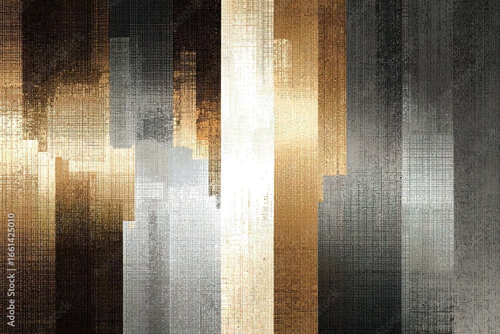 Aufkleber modern abstract artwork with metallic tones and layered patterns in a sophisticated arrangement