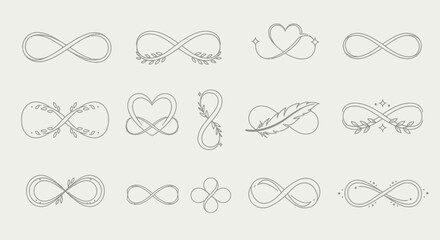 Elegant infinity symbol collection for enduring love, commitment, and never ending possibilities designs