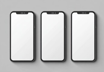 Three black smartphones with blank screens (2)