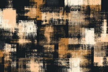Obraz premium Abstract textured pattern in earthy tones of black, brown, and cream displayed on a canvas