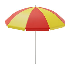 Obraz premium A single red and yellow beach umbrella isolated against a transparent background