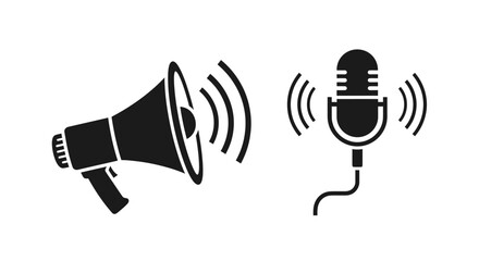 Announce your message loud and clear with a megaphone or podcast mic icon