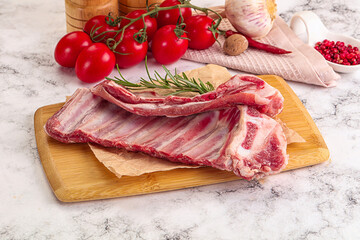 Raw lamb ribs rack for cooking