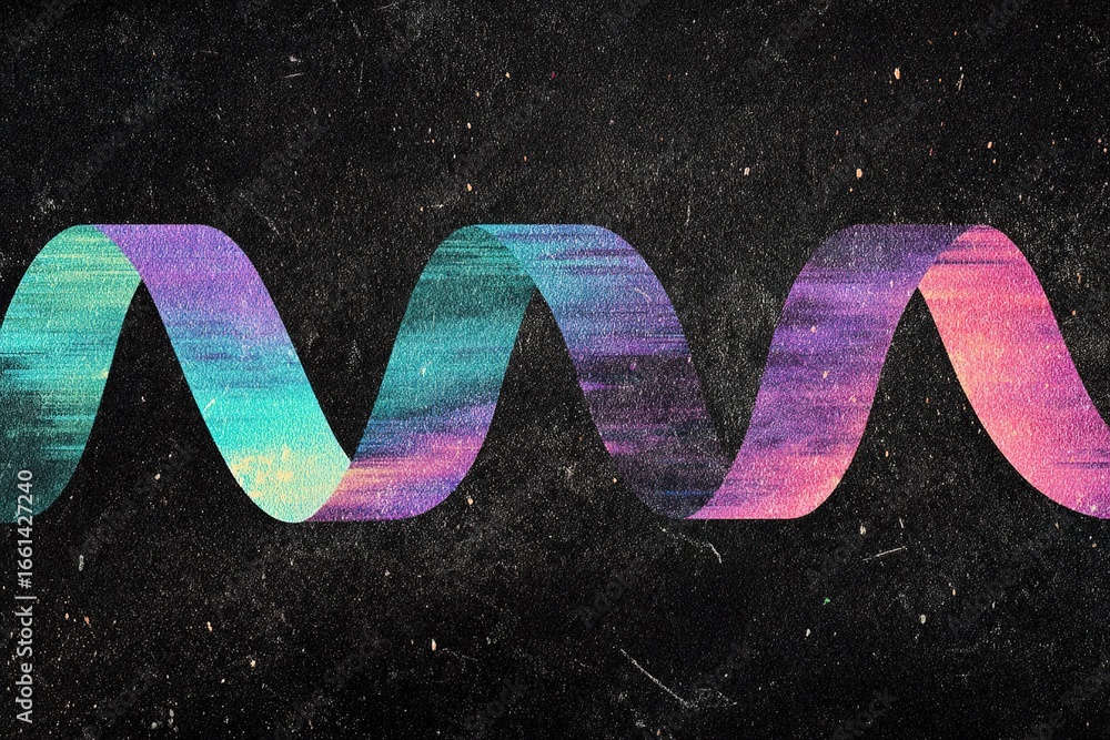 Poster colorful abstract wave pattern creating a vibrant and dynamic visual effect against a dark backgroun