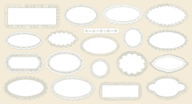 Elegant vintage lace frames offer a charming decorative element for invitations, cards, and craft projects.