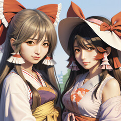 Fototapeta premium two girls in a party hat