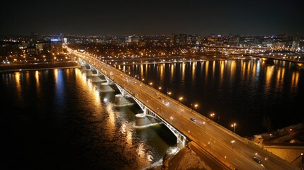 Fototapeta premium Illuminated city bridge at night